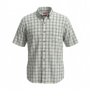Wrangler Button Down Shirt Mens Large Green White Plaid Excellent Wrinkle Resist